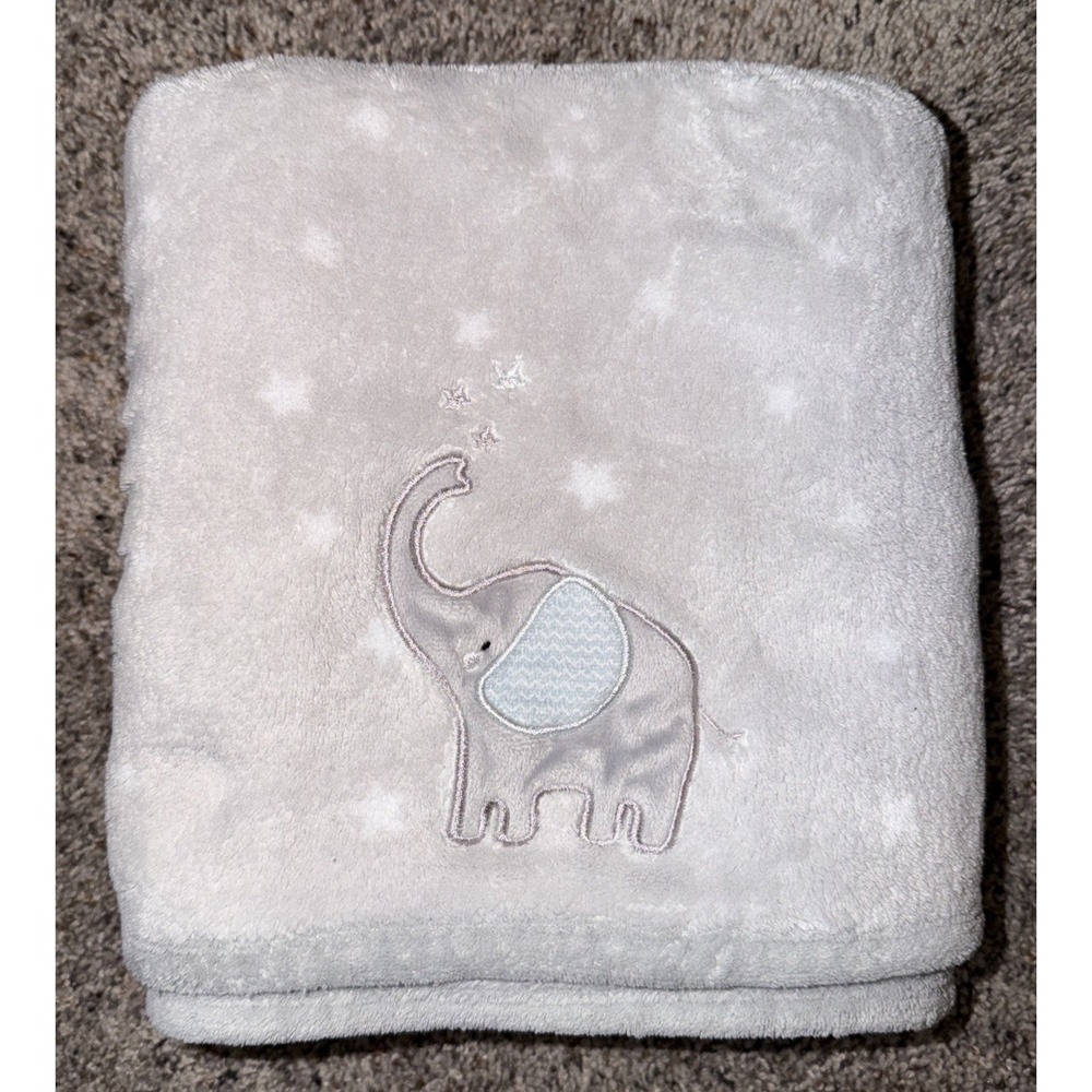 Parents Choice Gray Baby Blanket Elephant White Stars Plush Crib Lovey Walmart